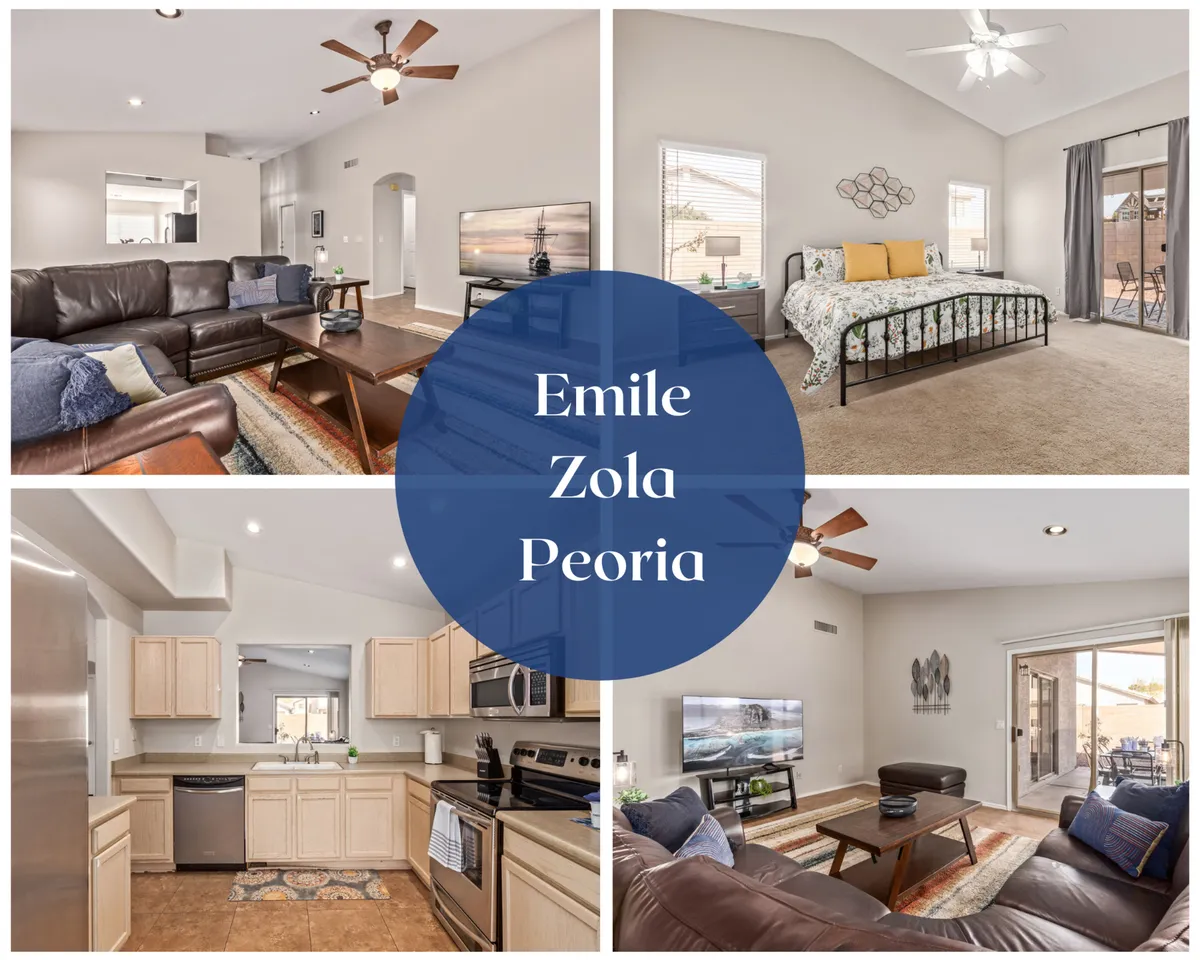 The image showcases a warm, inviting living space featuring a plush leather sofa perfect for relaxing, a stylish dining area bathed in natural light, and a modern open kitchen ideal for gatherings and home-cooked meals. Cozy decor and a floral bedding accent further enhance the home's welcoming atmosphere.